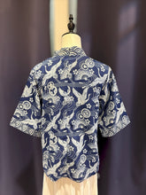 Load image into Gallery viewer, T104823-Indigo Mandarin Collar Short Sleeve Top
