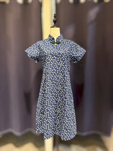 Load image into Gallery viewer, T104779-Indigo Mandarin Collar Dress
