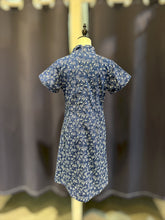 Load image into Gallery viewer, T104780-Indigo Mandarin Collar Dress
