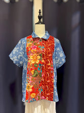 Load image into Gallery viewer, RB206G-Denim Batik Collar Top(L)
