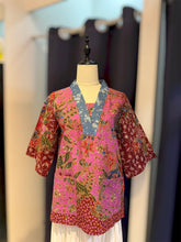 Load image into Gallery viewer, RB160-Batik &amp; Denim 3/4 Blouse

