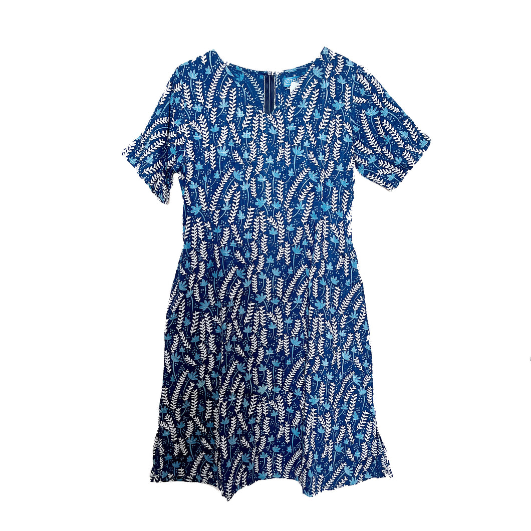 T10427-V-Neck Short Sleeve Dress