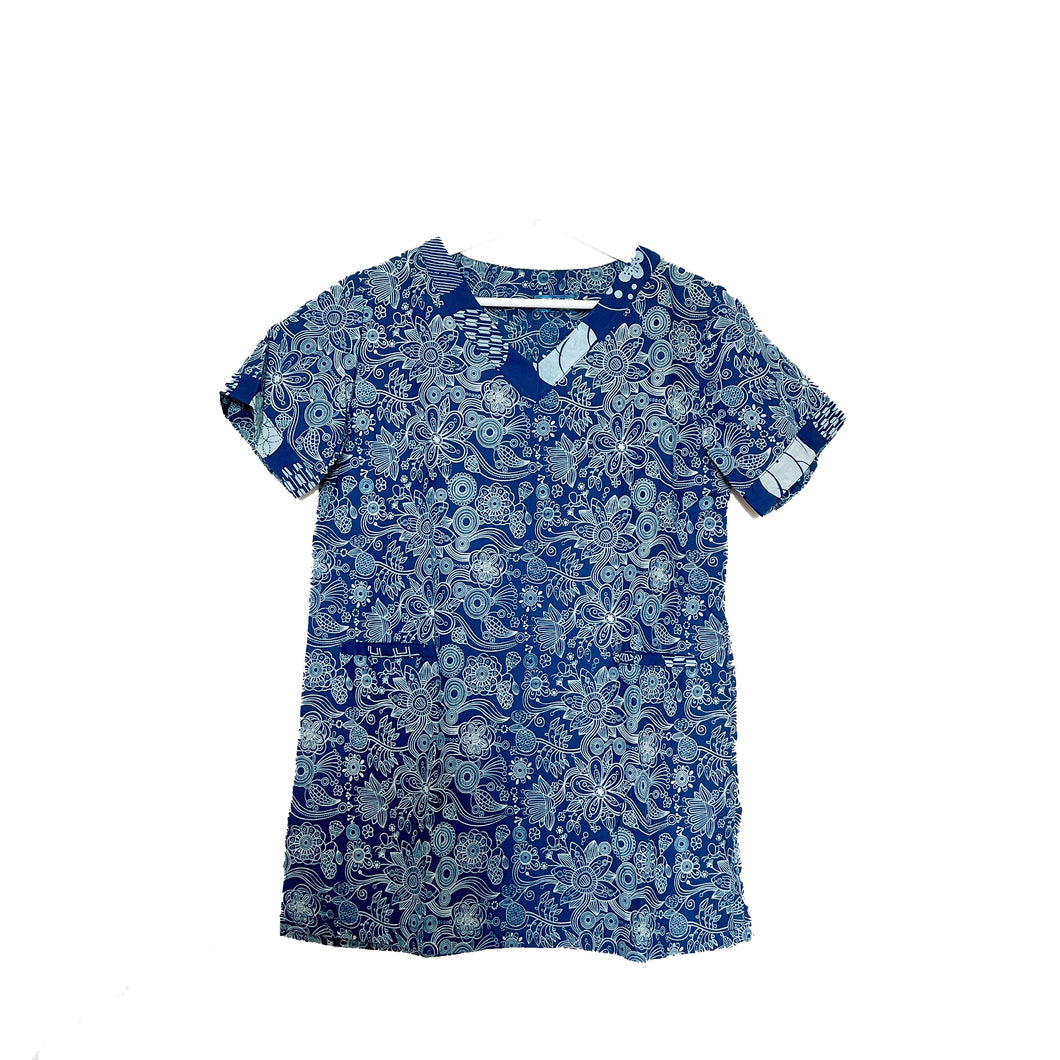 T10438-Short Sleeve Long Blouse