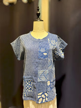 Load image into Gallery viewer, T104701- Patchwork Round Neck Short Sleeve Top
