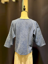 Load image into Gallery viewer, T104700- Patchwork V Neck Button  3/4 Sleeve Top
