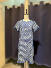 Load image into Gallery viewer, T104688- Indigo Round Neck Short Sleeve Dress
