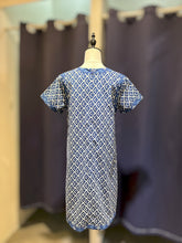 Load image into Gallery viewer, T104688- Indigo Round Neck Short Sleeve Dress
