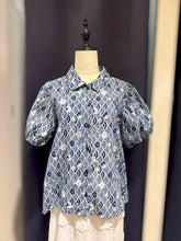Load image into Gallery viewer, T104723-Indigo Collar Short Sleeve Top
