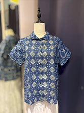Load image into Gallery viewer, T104744-Indigo  Collar Short Sleeve Top
