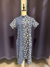 Load image into Gallery viewer, T104763-Indigo Mandarin Collar Short Sleeve Dress
