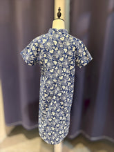 Load image into Gallery viewer, T104763-Indigo Mandarin Collar Short Sleeve Dress
