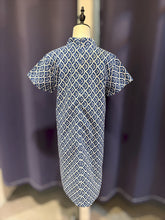 Load image into Gallery viewer, T104761-Indigo Mandarin Collar Short Sleeve Dress
