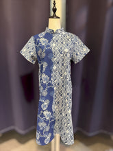 Load image into Gallery viewer, T104762-Indigo Mandarin Collar Short Sleeve Dress
