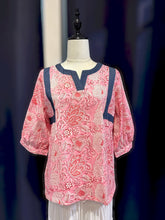 Load image into Gallery viewer, T104845-Denim Indian Cotton 3/4 Sleeve Top
