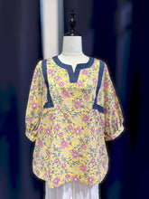 Load image into Gallery viewer, T104847-Denim Indian Cotton 3/4 Sleeve Top
