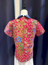 Load image into Gallery viewer, RB226A-Denim Batik Collar Top ( Size S)
