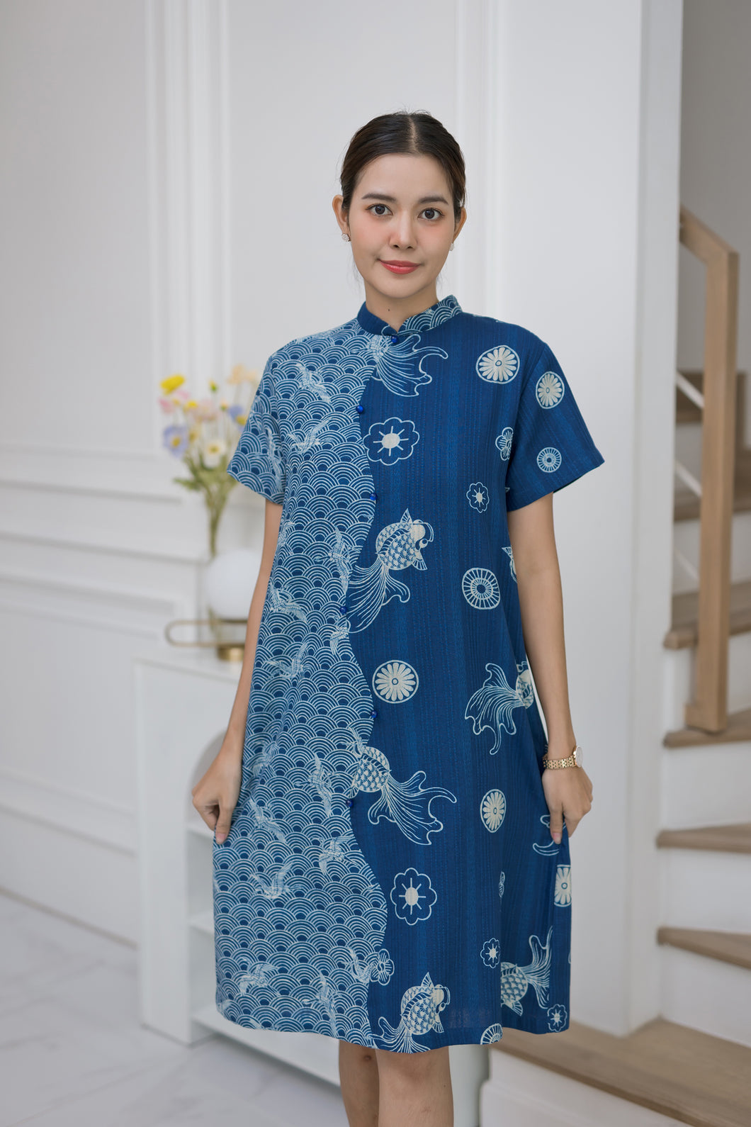 T104000-Mandarin Collar Dress