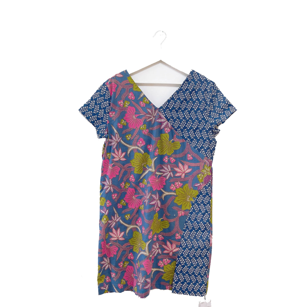 TB017-Batik Patchwork Short Sleeve Dress$119