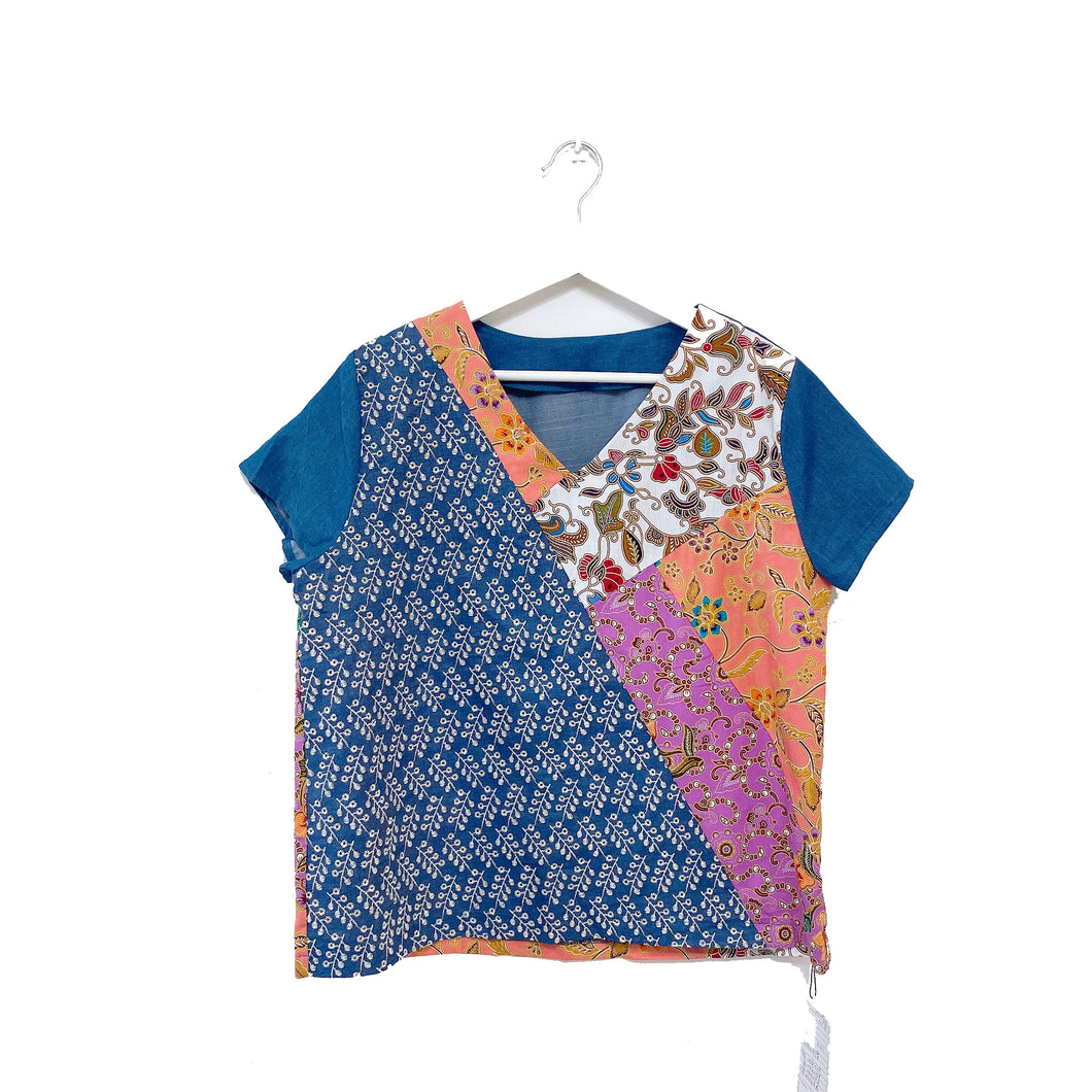 TB019-Batik Patchwork Short Sleeve$85