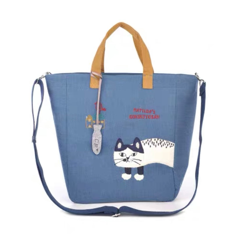 B100821-Cat Tote Bag with Sling